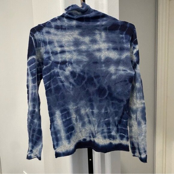 Zoe Couture Cashmere Blue Gray Tie Dye Sweater Turtleneck Size Small Boho - Picture 5 of 5